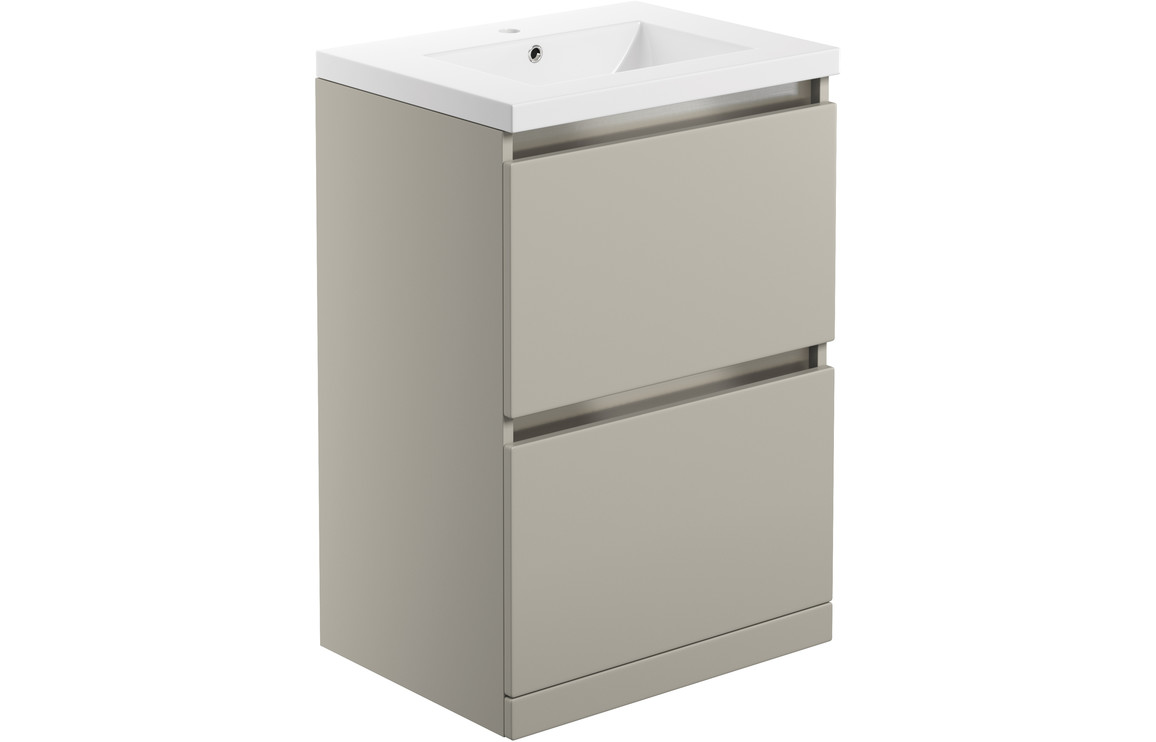 Veraienne 615mm 2 Drawer Floor Standing Basin Unit Inc. Basin - Matt Latte,Furniture