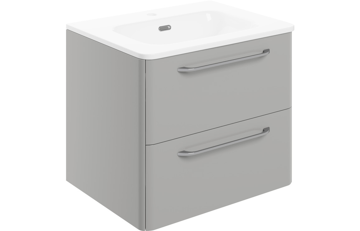 Nymienne 610mm 2 Drawer Wall Unit & Basin - Grey Gloss,Furniture