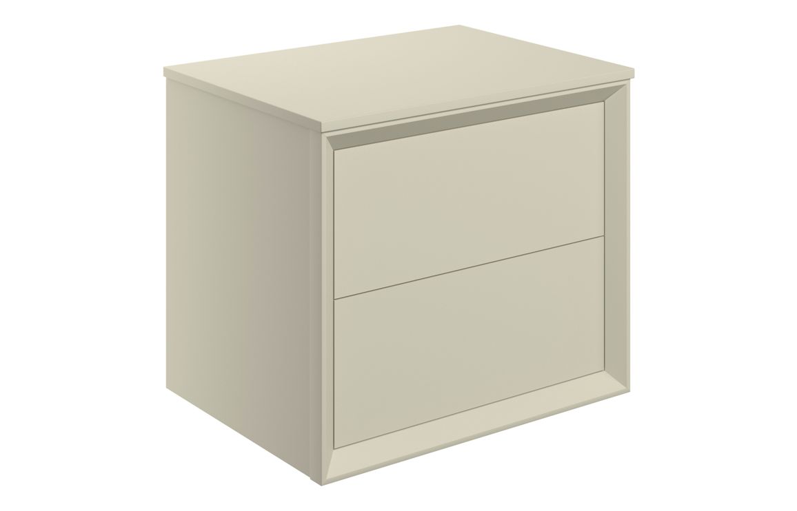 Galmont 610mm Wall Hung 2 Drawer Basin Unit & Top - Matt Cotton,Furniture