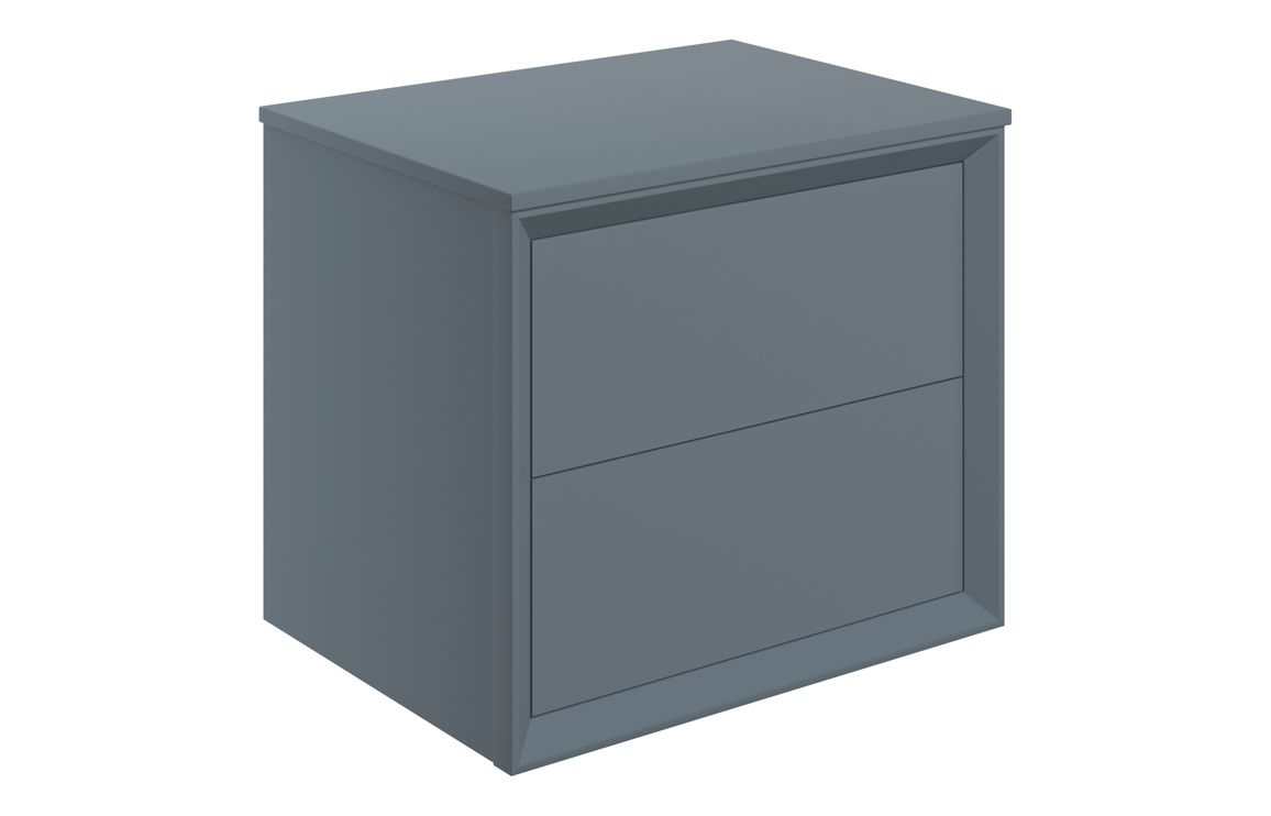 Galmont 610mm Wall Hung 2 Drawer Basin Unit & Top - Matt Storm Blue,Furniture