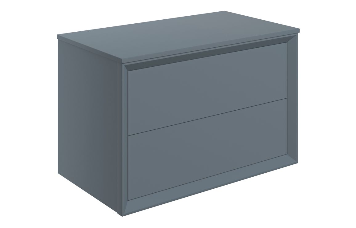 Galmont 810mm Wall Hung 2 Drawer Basin Unit & Top - Matt Storm Blue,Furniture