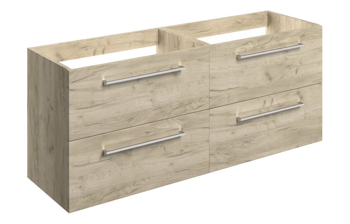 Marisenne 1180mm Wall Hung 2 Drawer Basin Unit Run (No Top) - Oak,Furniture