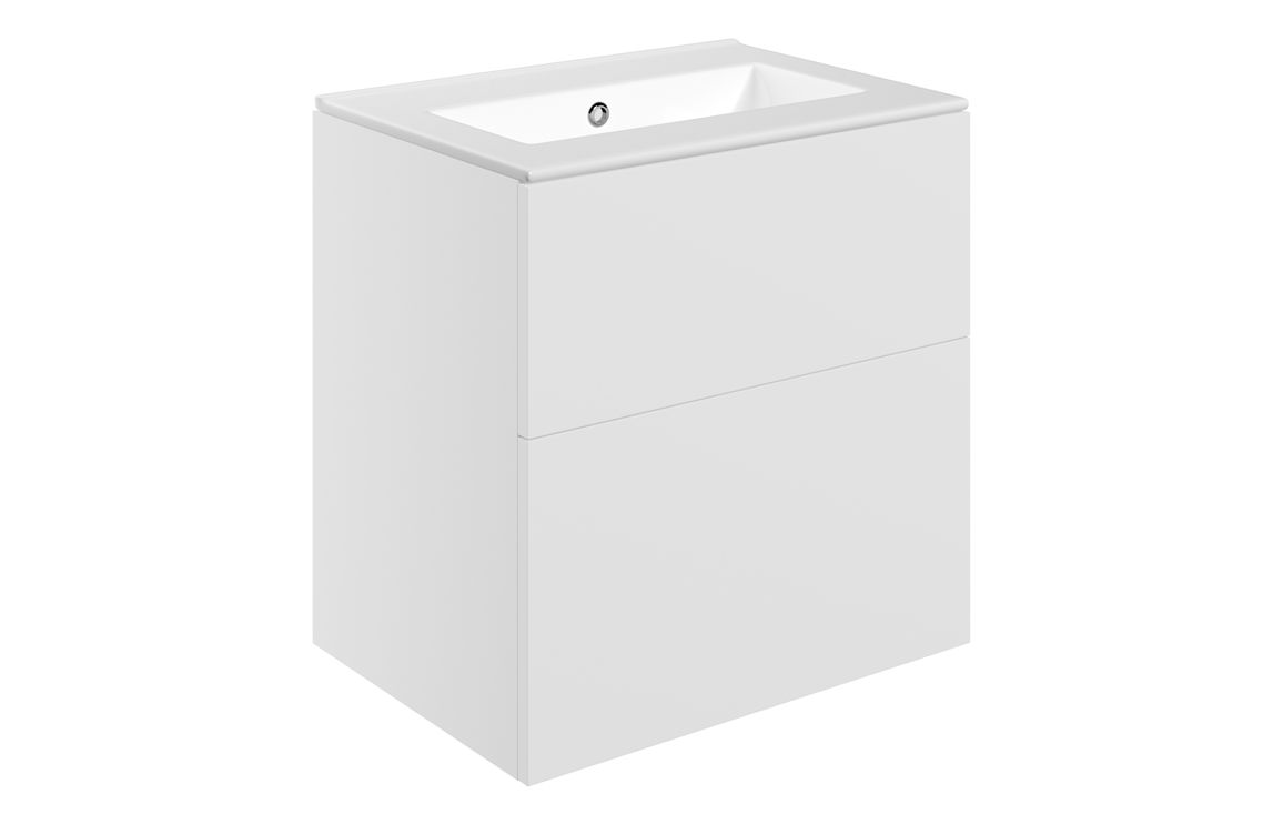 Velisse 610mm Wall Hung 2 Drawer Basin Unit & 0TH Basin - Matt White,Furniture