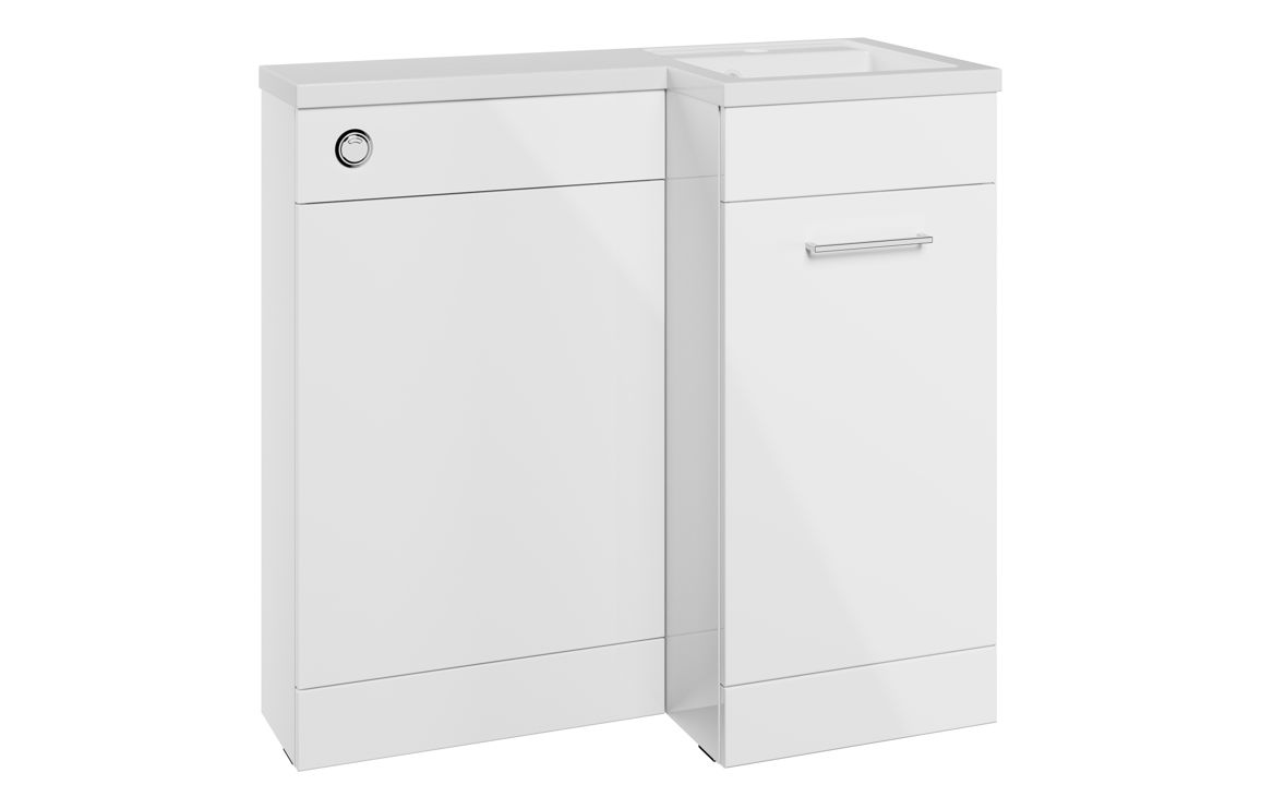 Theoique 900mm F/S L-Shape Pack & Basin (RH) - White Gloss,Furniture