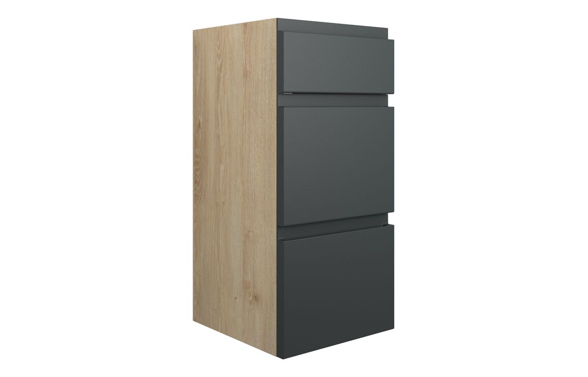 Maycarees 300mm Standard 3 Drawer Unit - Matt Graphite Grey (Oak Cab),Furniture
