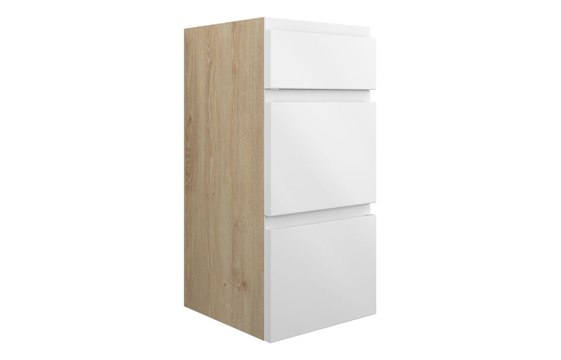 Maycarees 300mm Standard 3 Drawer Unit - White Gloss (Oak Cab),Furniture