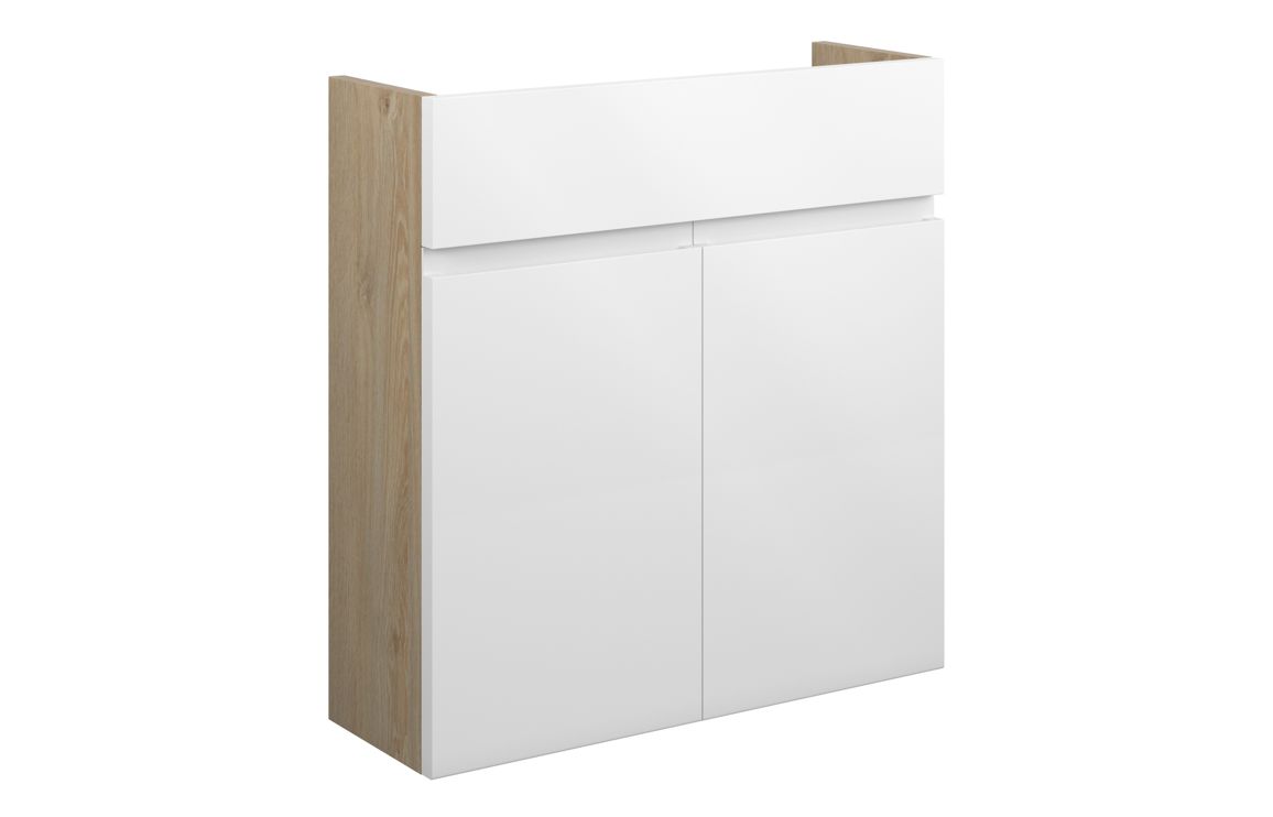 Maycarees 600mm Slim Basin Unit - White Gloss (Oak Cab),Furniture
