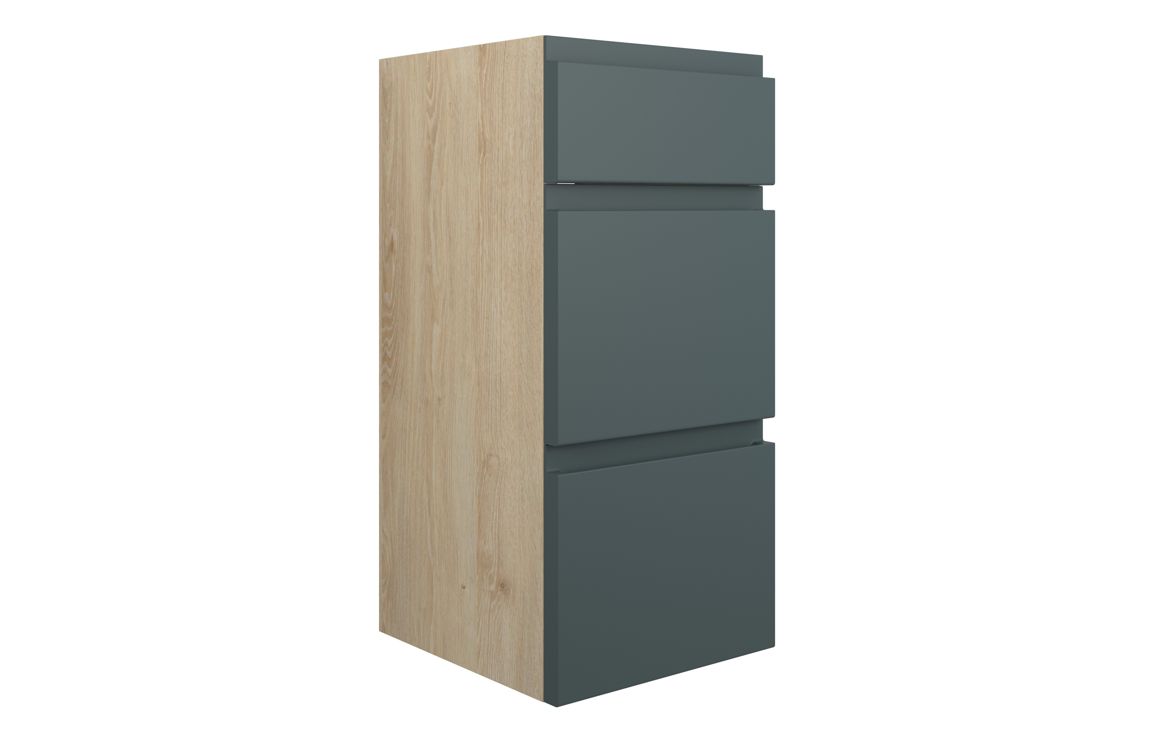 Maycarees 300mm Standard 3 Drawer Unit - Matt Green Camo (Oak Cab),Furniture