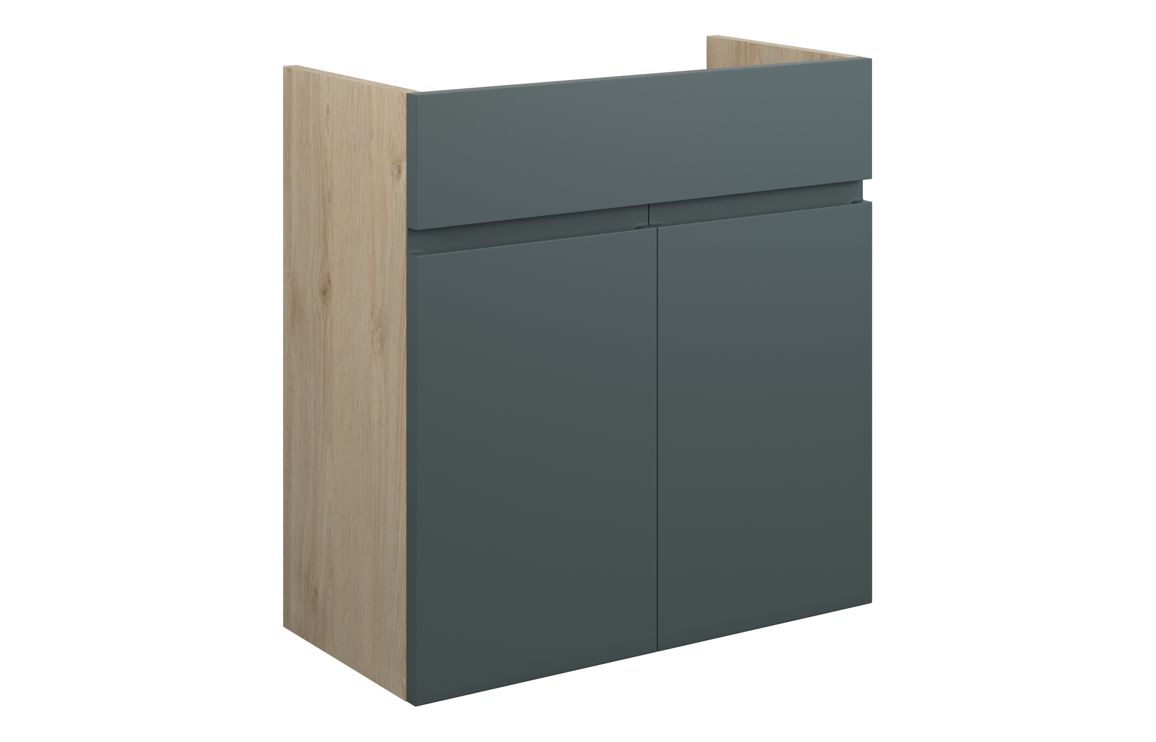 Maycarees 600mm Standard Basin Unit - Matt Green Camo (Oak Cab),Furniture