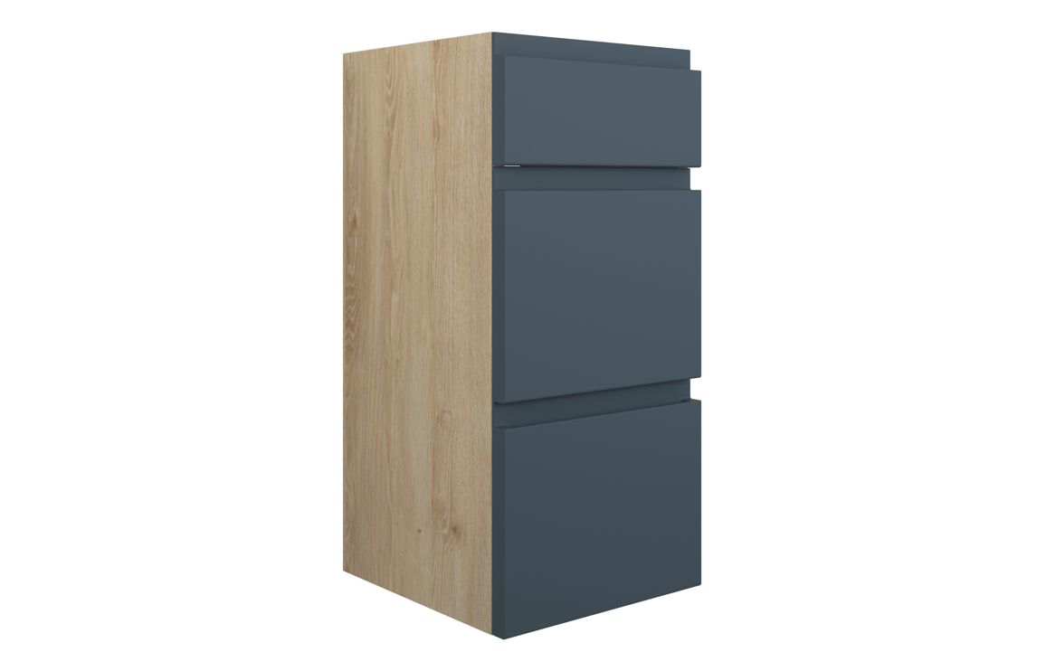 Maycarees 300mm Standard 3 Drawer Unit - Matt Arley Blue (Oak Cab),Furniture