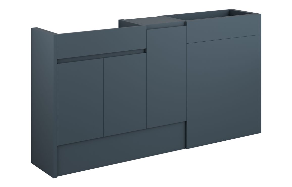 Maycarees 1536mm Standard Basin WC & 1 Door Unit Pack - Matt Arley Blue (Grey Cab),Furniture