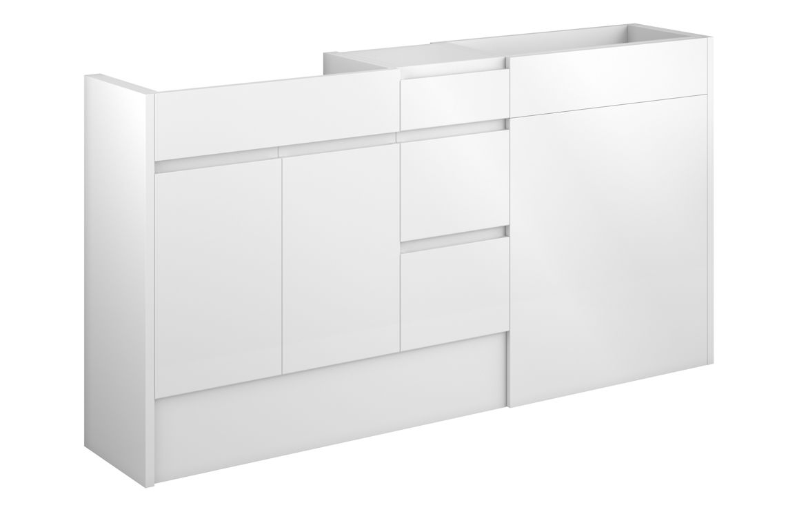 Maycarees 1536mm Standard Basin WC & 3 Drawer Unit Pack - White Gloss (Oak Cab),Furniture