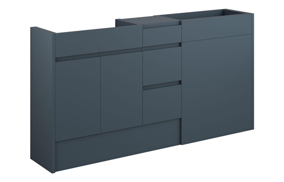 Maycarees 1536mm Standard Basin WC & 3 Drawer Unit Pack - Matt Arley Blue (Oak Cab),Furniture