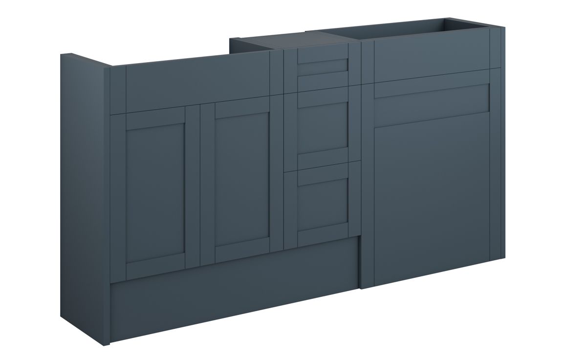 Beya 1536mm Standard Basin WC & 3 Drawer Unit Pack - Matt Arley Blue (Grey Cab),Furniture