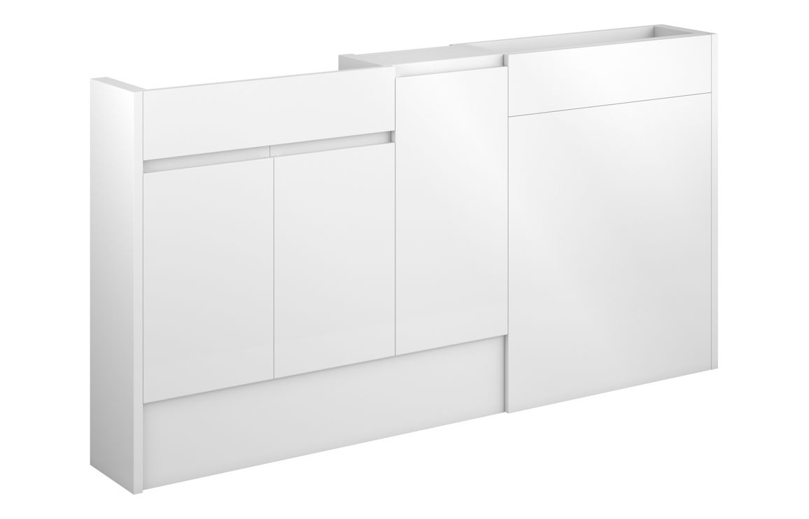 Maycarees 1536mm Slim Basin WC & 1 Door Unit Pack - White Gloss (Grey Cab),Furniture