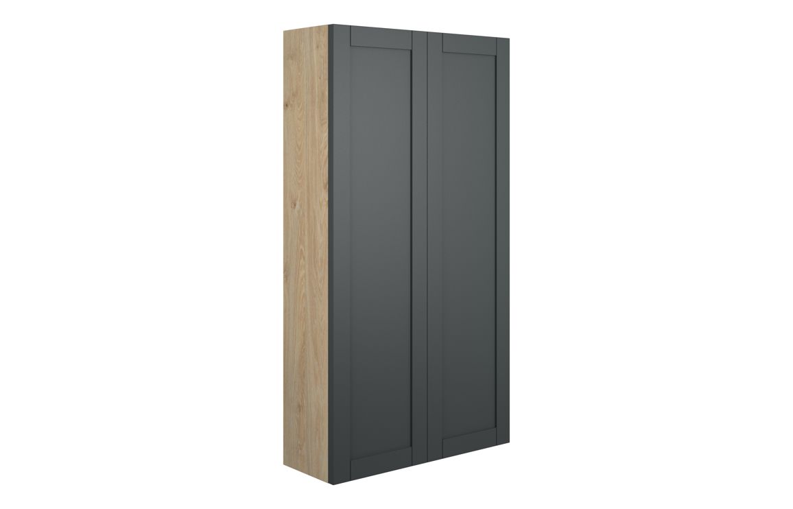 Beya 600mm Slim 2 Door Storage Unit - Matt Graphite Grey (Oak Cab),Furniture