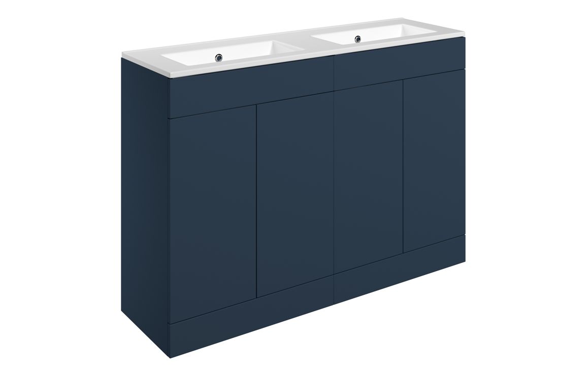 Velisse 1210mm Floor Standing 4 Door Basin Unit & 0TH Basin - Matt Deep Blue,Furniture