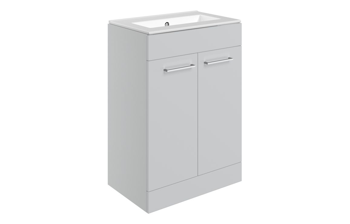 Marisenne 610mm Floor Standing 2 Door Basin Unit & 0TH Thin Edge Basin - Grey Gloss,Furniture