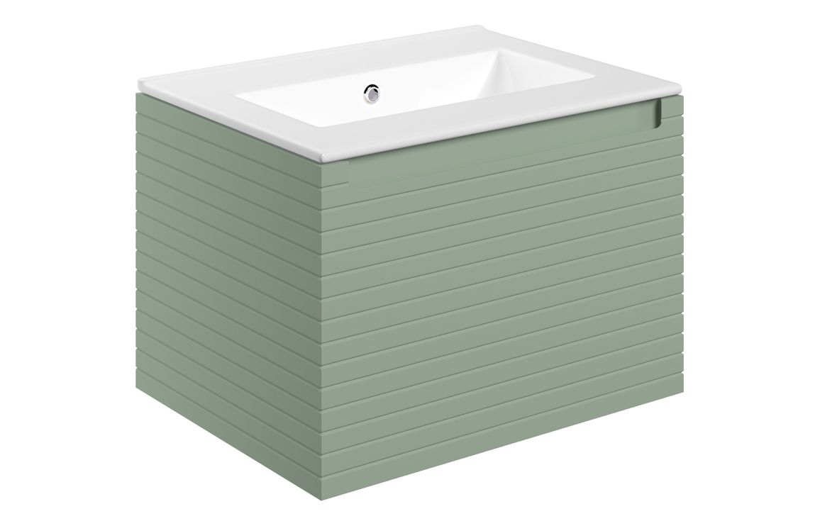 Calaelisse 615mm Wall Hung 1 Drawer Basin Unit & 0TH Thin Edge Basin - Matt Willow Green,Furniture