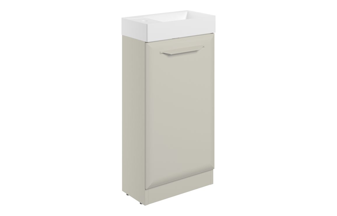 Mokala 410mm Floor Standing 1 Door Cloakroom Basin Unit w/1TH Basin - Matt Latte,Furniture