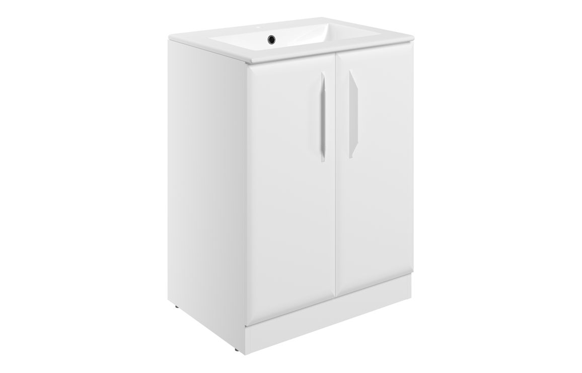 Mokala 615mm Floor Standing 2 Door Basin Unit w/1TH Basin - Matt White,Furniture