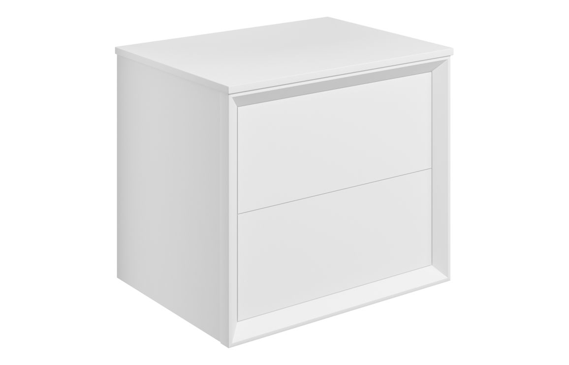 Galmont 610mm Wall Hung 2 Drawer Basin Unit & Top - Matt White,Furniture