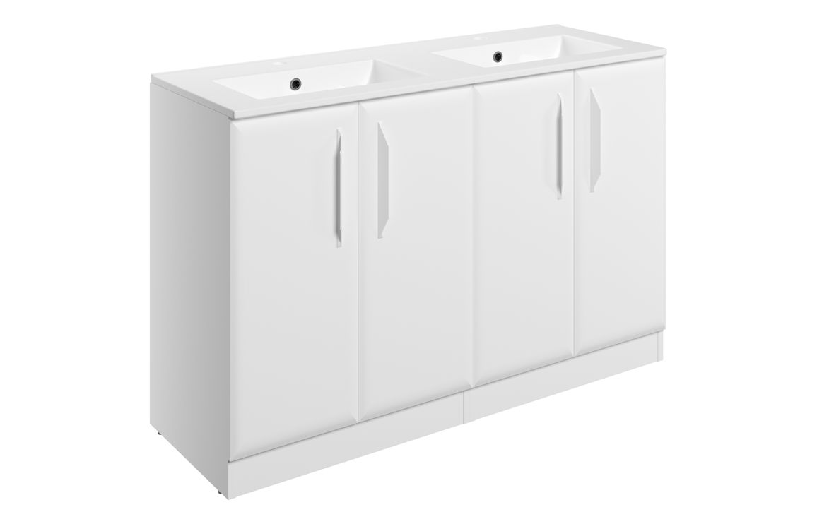 Mokala 1210mm Floor Standing 4 Door Basin Unit w/2TH Basin - Matt White,Furniture