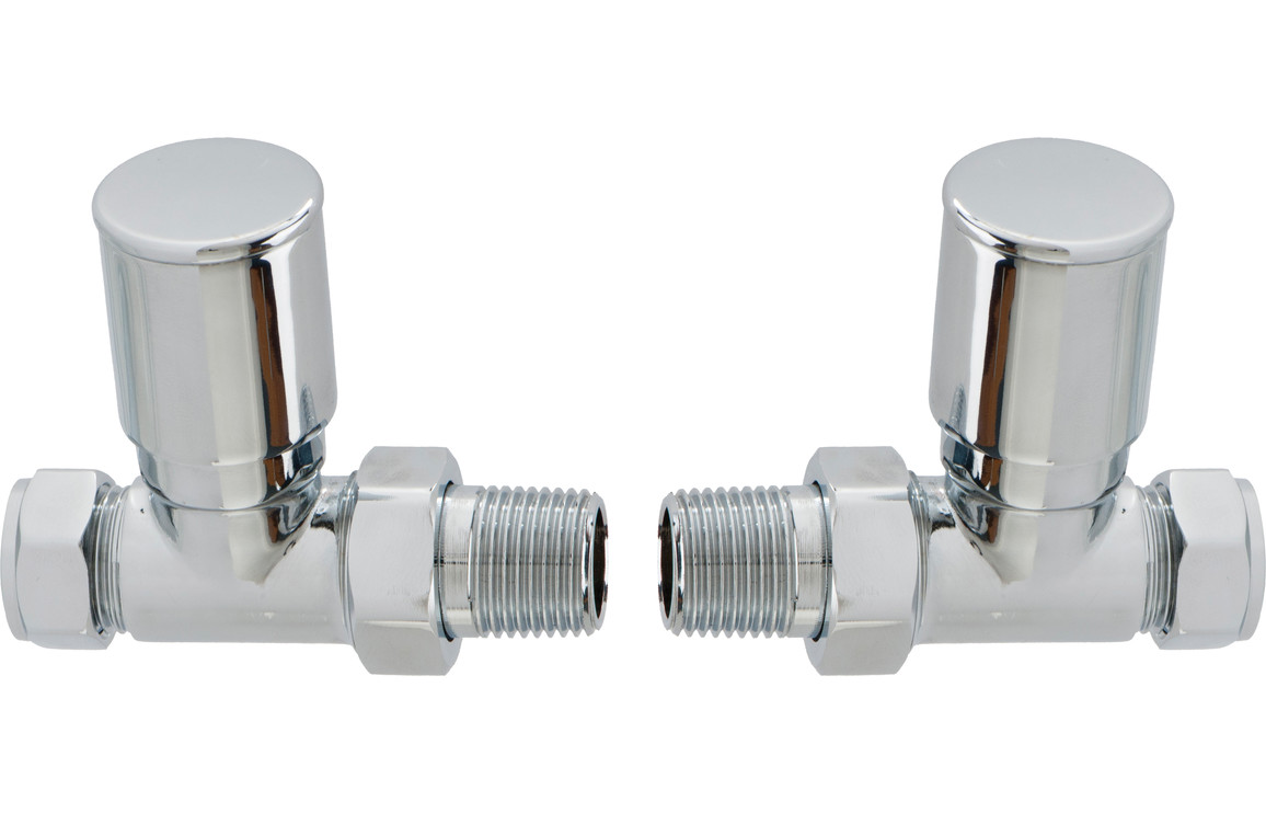 Patterned Chrome Radiator Valves - Straight, Heating