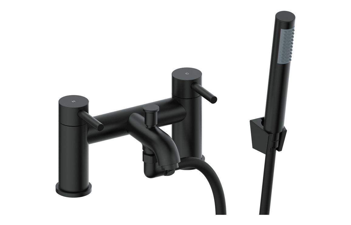 Oranine Bath/Shower Mixer & Bracket - Matt Black, Bathroom Taps