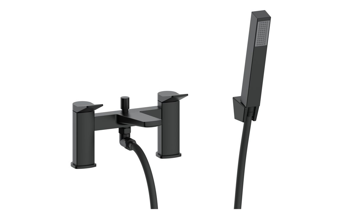 Yancia Bath/Shower Mixer & Bracket - Matt Black, Bathroom Taps