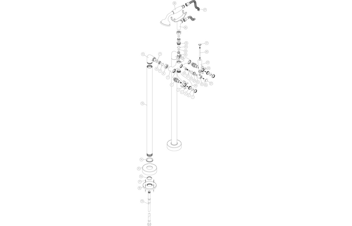 Veraithia Floor Standing Bath/Shower Mixer - Chrome, Bathroom Taps - Image 2