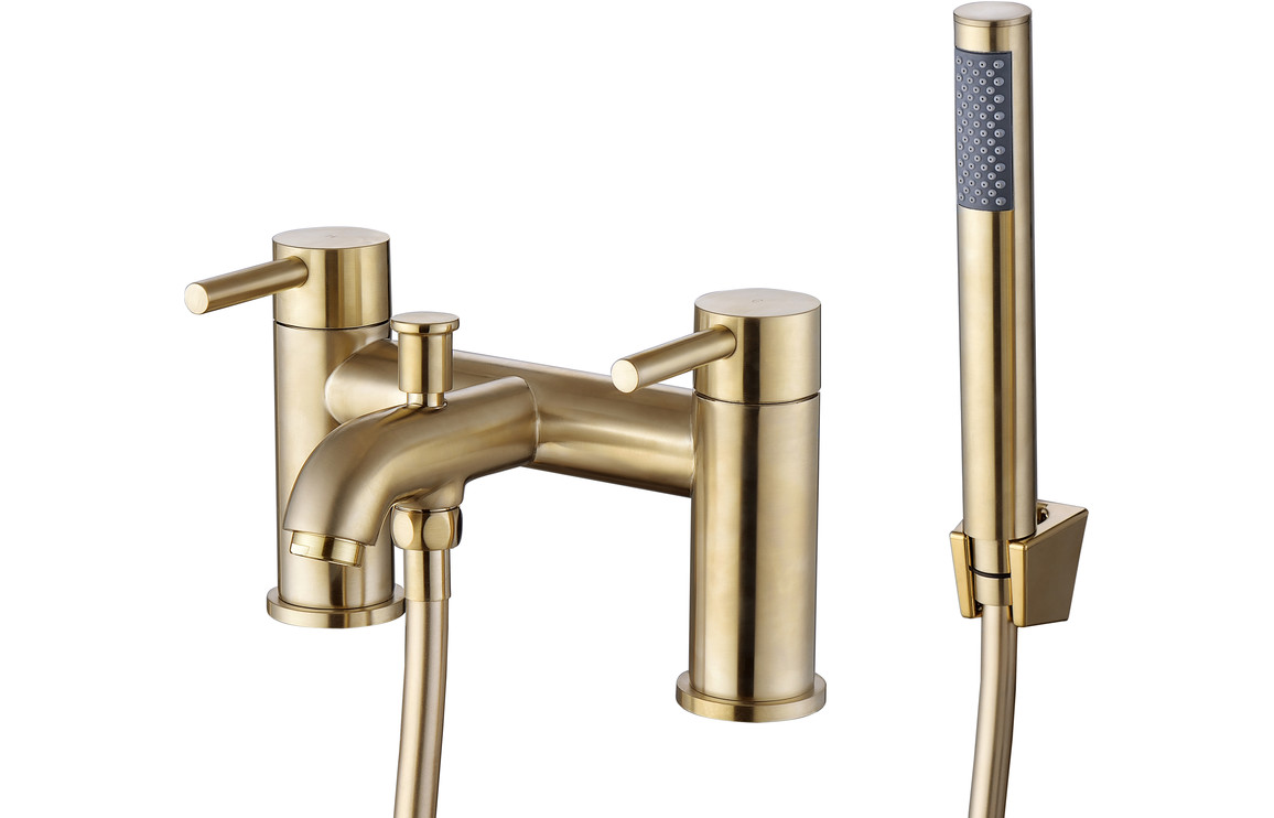 Oranine Bath/Shower Mixer & Bracket - Brushed Brass, Bathroom Taps