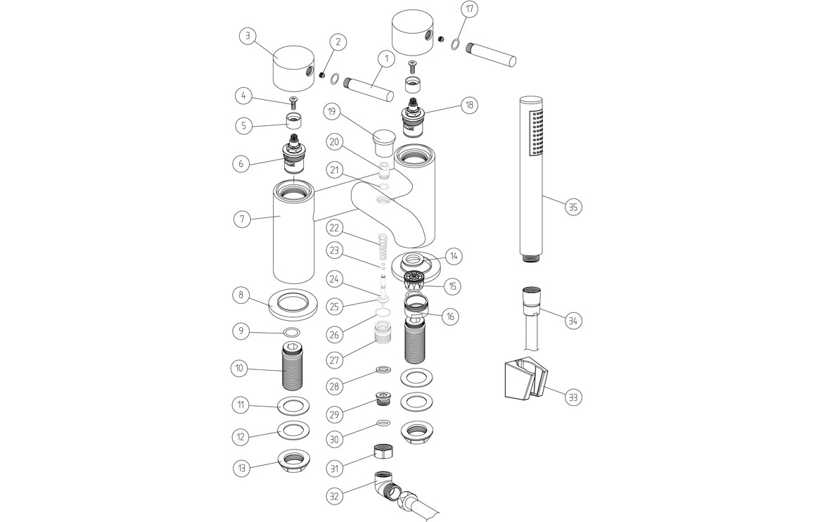 Oranine Bath/Shower Mixer & Bracket - Brushed Brass, Bathroom Taps - Image 2