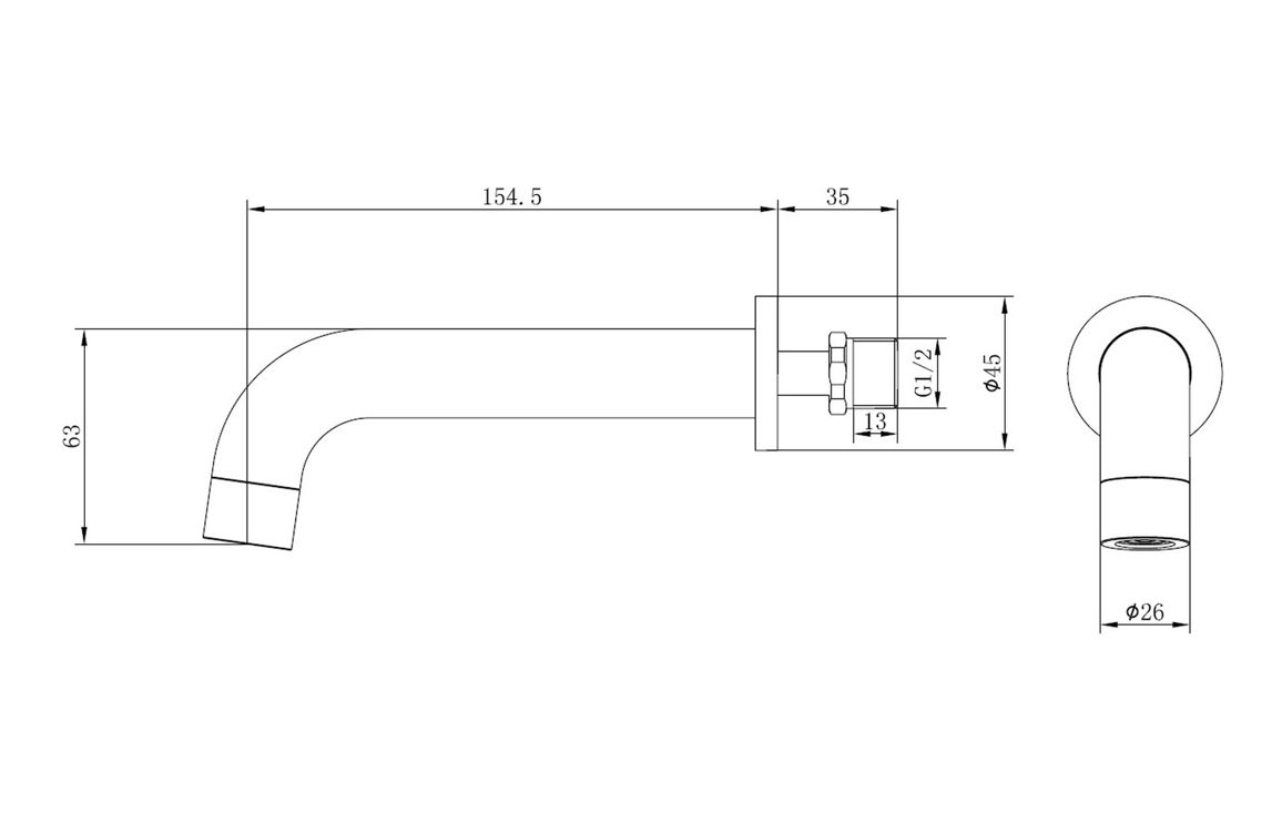 Oranine 155mm Wall Mounted Basin Mixer - Brushed Bronze, Bathroom Taps - Image 2