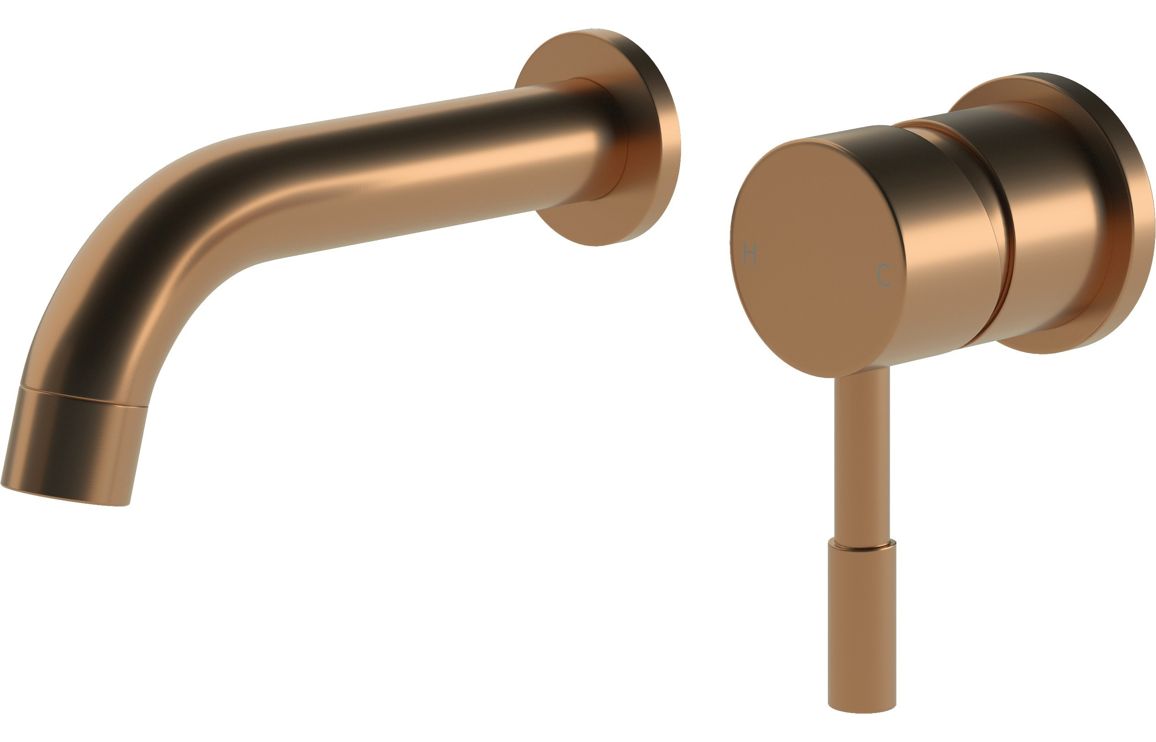 Oranine 155mm Wall Mounted Basin Mixer - Brushed Bronze, Bathroom Taps