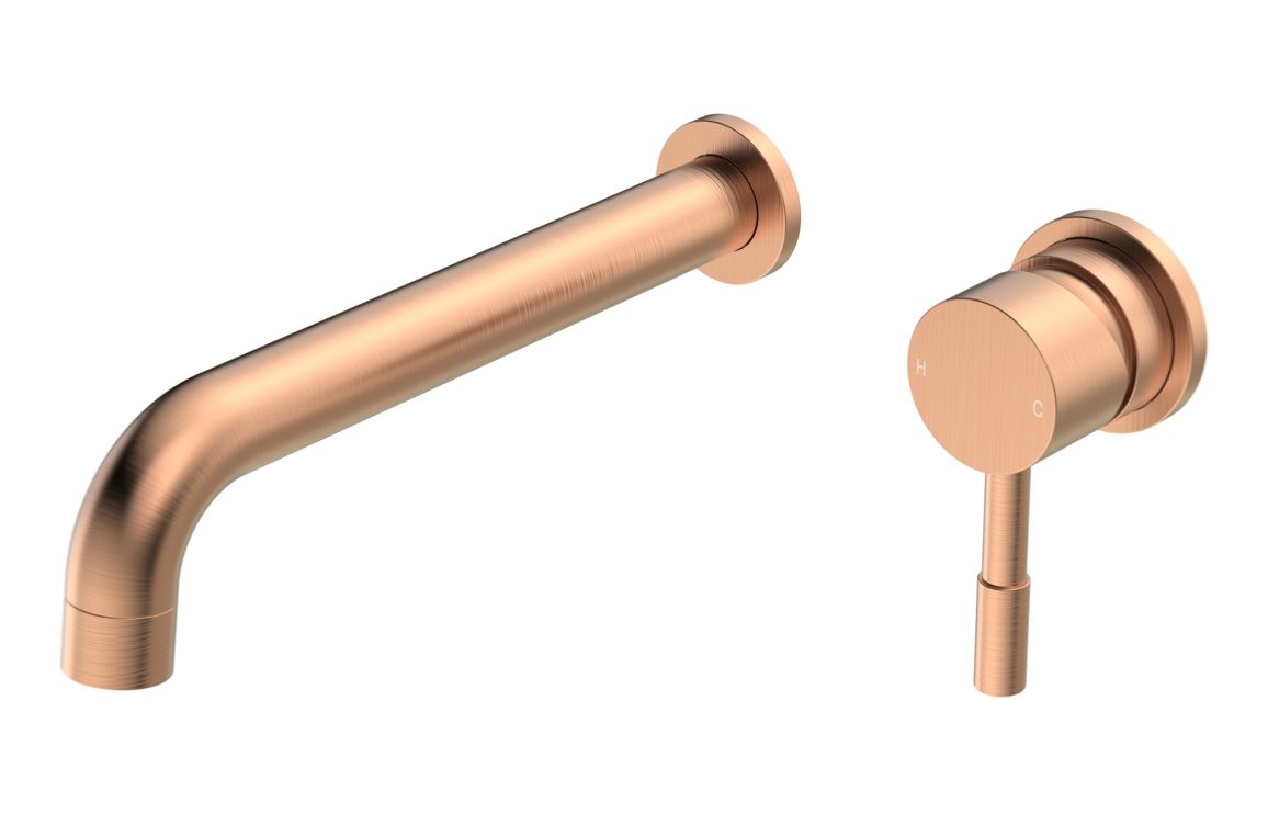 Oranine 220mm Wall Mounted Basin Mixer - Brushed Bronze, Bathroom Taps