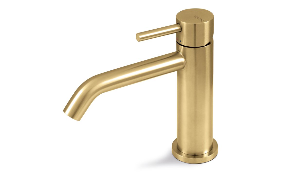 Vema Tiber Basin Mixer - Brushed Brass, Bathroom Taps