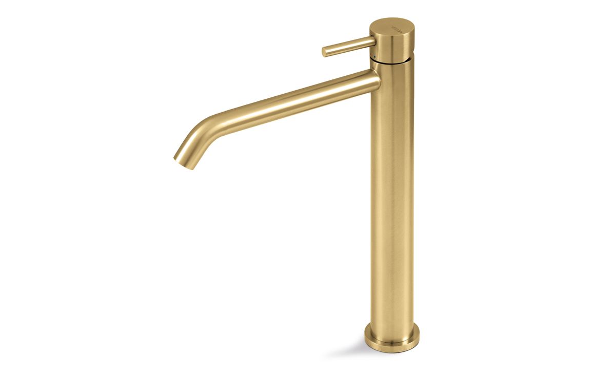 Vema Tiber Tall Basin Mixer - Brushed Brass, Bathroom Taps