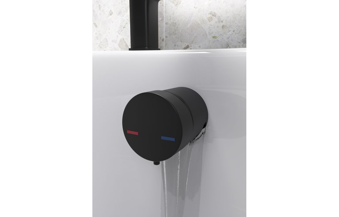 Bath Overflow Filler w/Integrated Valve - Black, Bathroom Taps