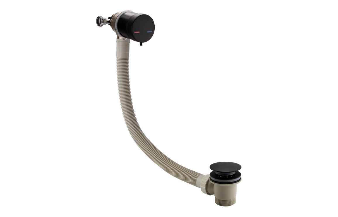 Bath Overflow Filler w/Integrated Valve - Black, Bathroom Taps - Image 2