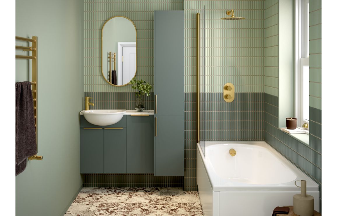 Theoden 500mm Standard Basin Unit - Matt Green (Grey Cab),Furniture - Image 2