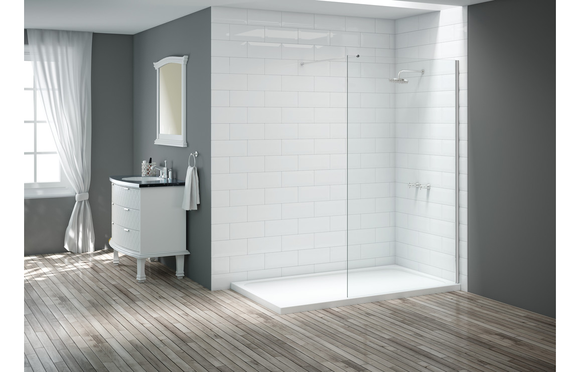 Merlyn 800mm Wetroom Panel,Polished Silver