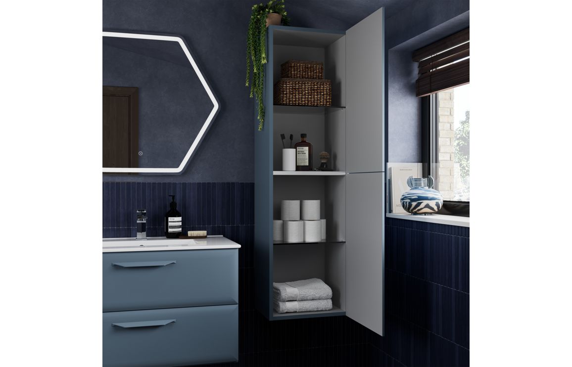 Mokala 1210mm Wall Hung 4 Drawer Basin Unit w/2TH Basin - Matt Misty Blue,Furniture - Image 3