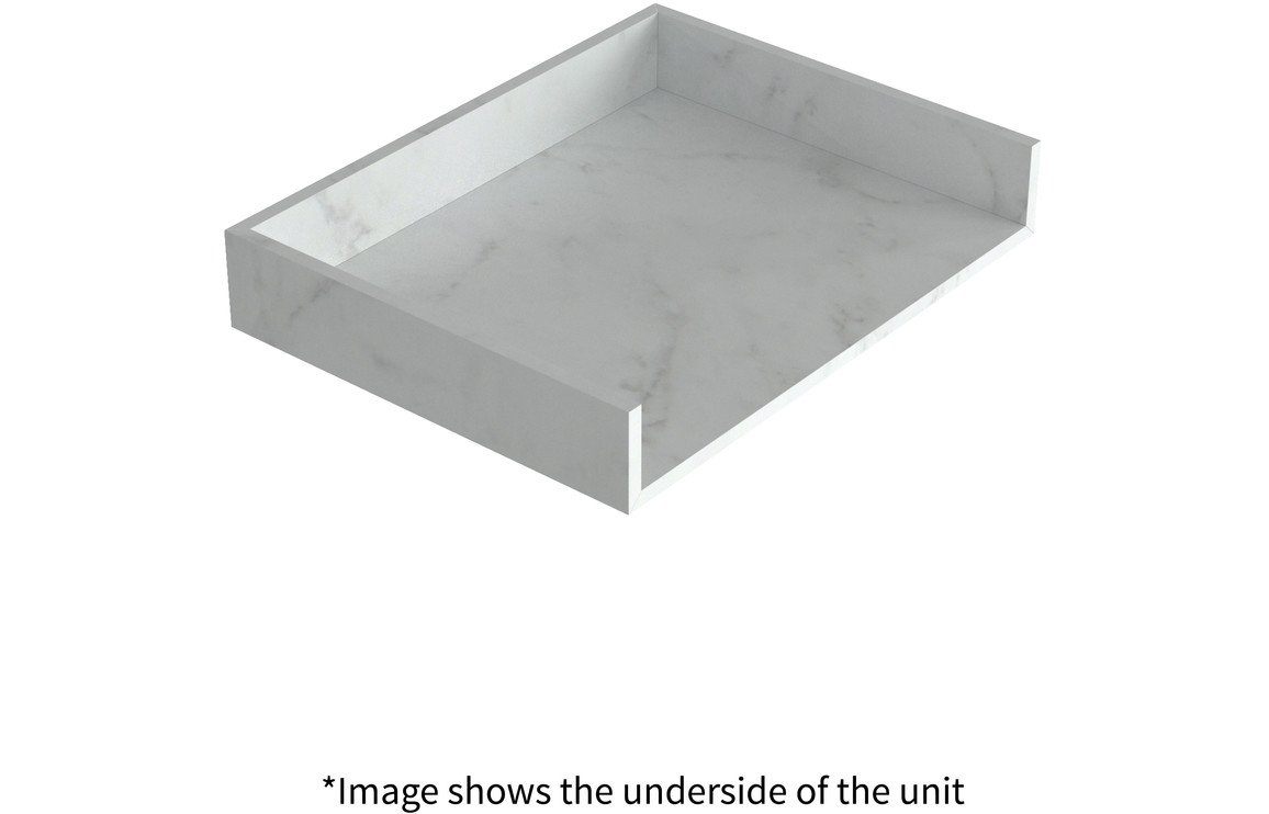 Marisisse 600mm Wall Hung White Marble Basin Shelf & Chrome Bottle Trap,Furniture - Image 3