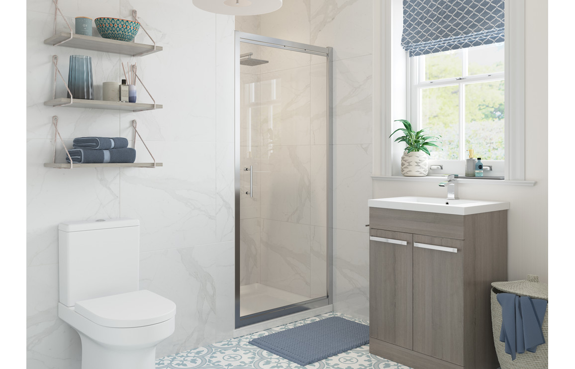 Calaisse 760mm Infold Door - Chrome,Polished Silver - Image 2