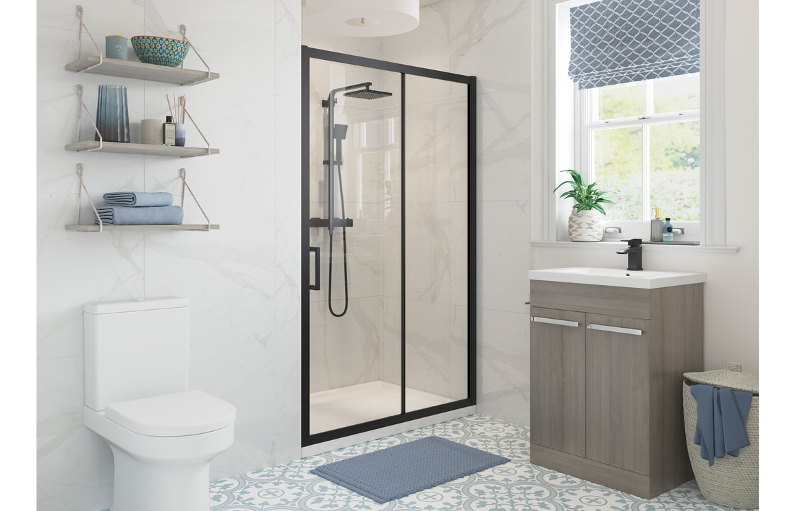Calaisse 1600mm Sliding Door - Matt Black,Matt Black