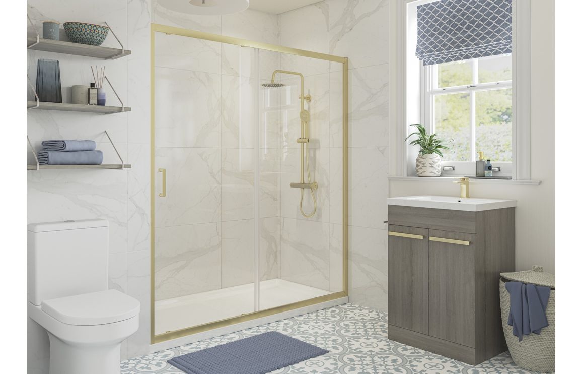 Calaisse 1600mm Sliding Door - Brushed Brass,Brushed Brass