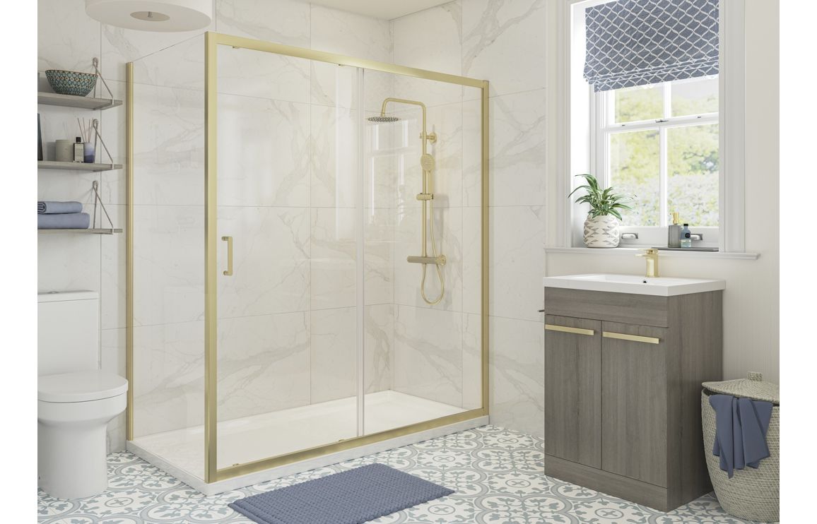 Calaisse 1600mm Sliding Door - Brushed Brass,Brushed Brass - Image 2