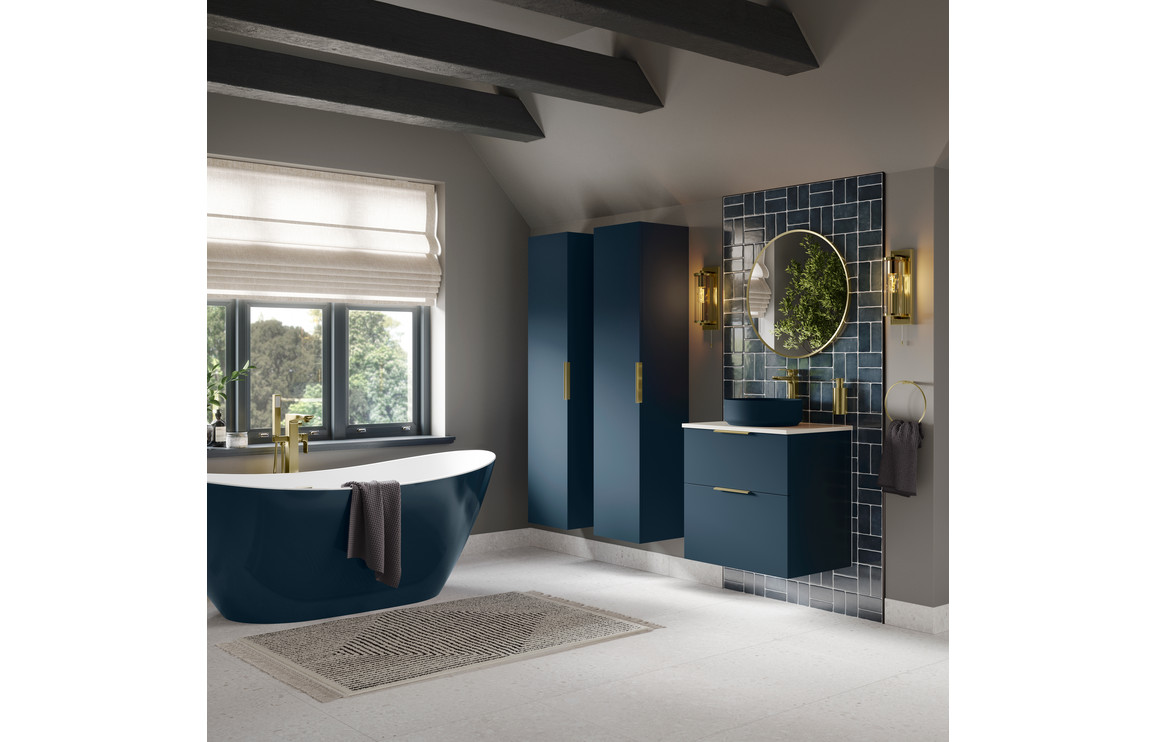 Velisse 1210mm Floor Standing 4 Door Basin Unit & 0TH Basin - Matt Deep Blue,Furniture - Image 3