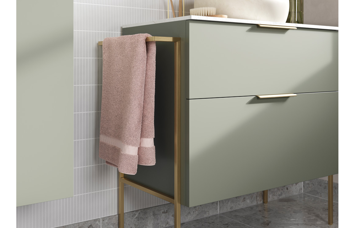 Velisse 1210mm Wall Hung 4 Drawer Basin Unit & 0TH Basin - Matt Olive Green,Furniture - Image 3